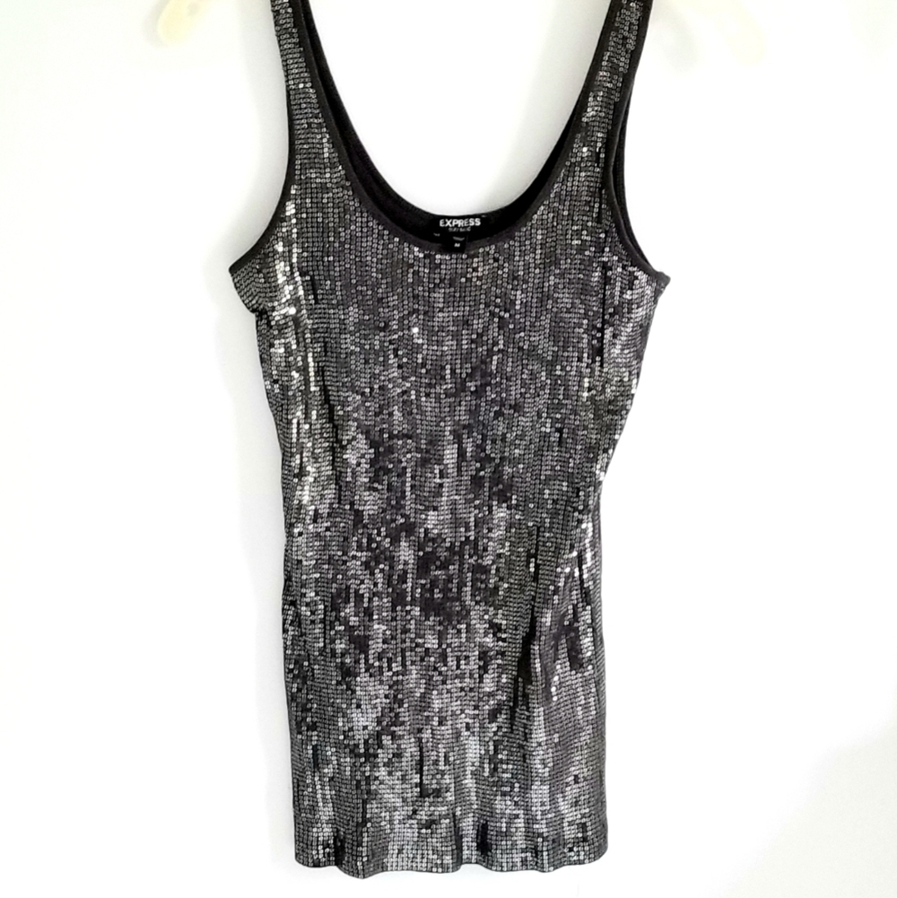 Express Tank Top  Basic Gray Sequin